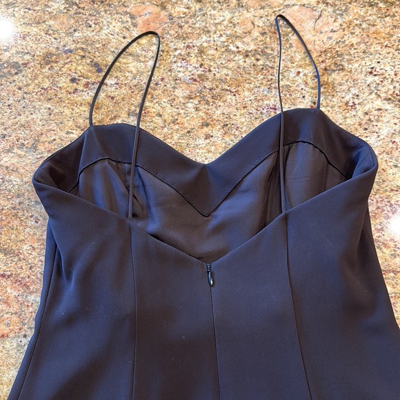 ANNA B CHOCOLATE BROWN SILK LONG DRESS WITH SPAGHETTI STRAPS IN SIZE 6 - Picture 3 of 8